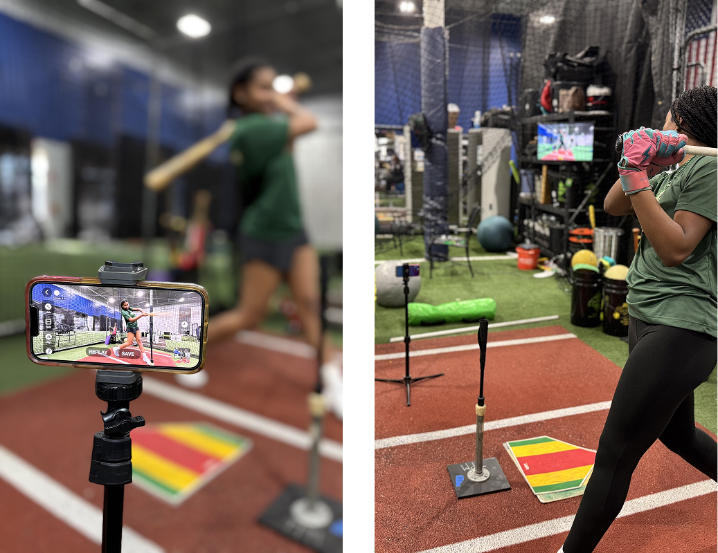 softball hitting session with the Video Delay Instant Replay app