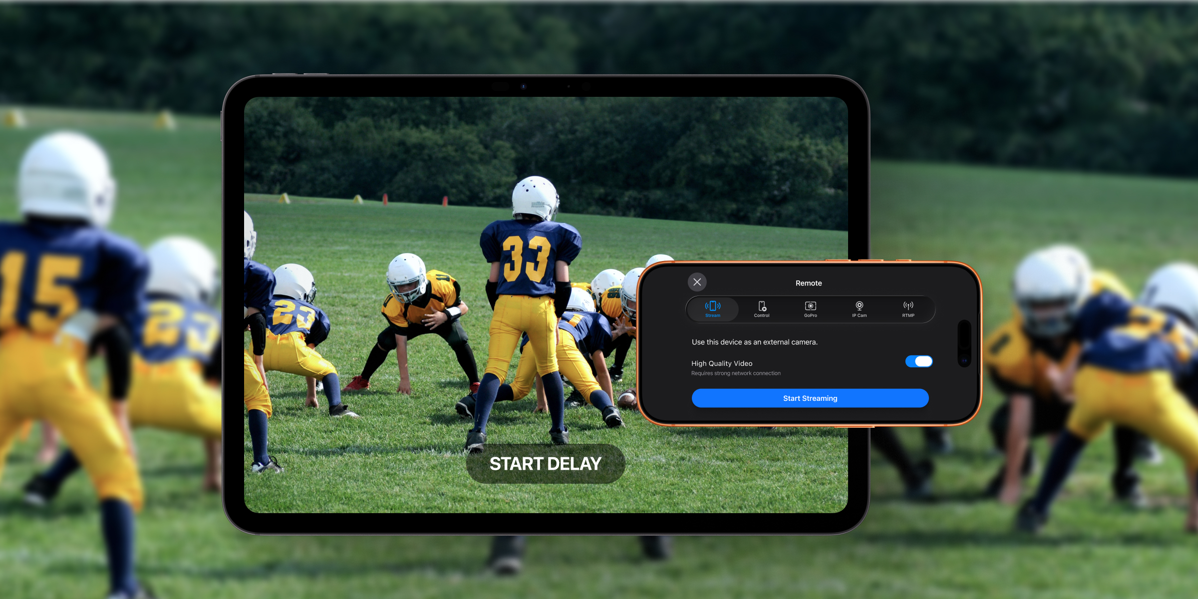 american football game captured with the video delay app